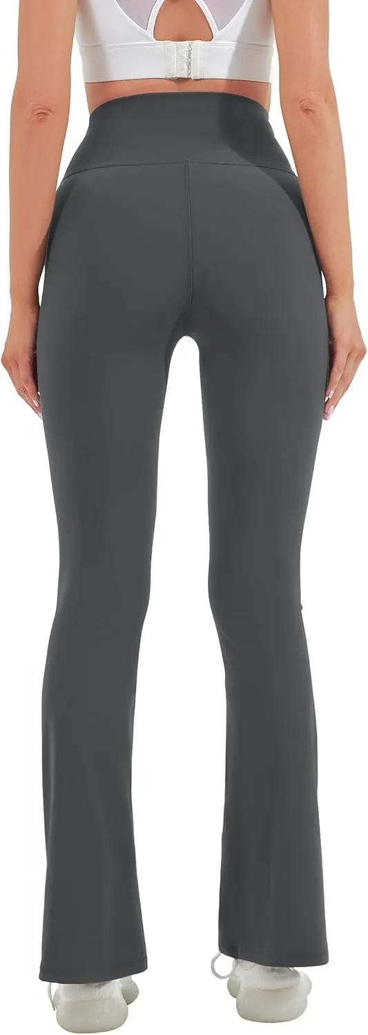 HEGALY Women's Flare Yoga Pants - Crossover Flare Leggings High Waisted Tummy Control Workout Casual Bootcut Pants