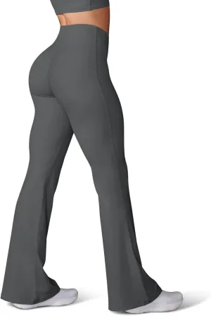 HEGALY Women's Flare Yoga Pants - Crossover Flare Leggings High Waisted Tummy Control Workout Casual Bootcut Pants
