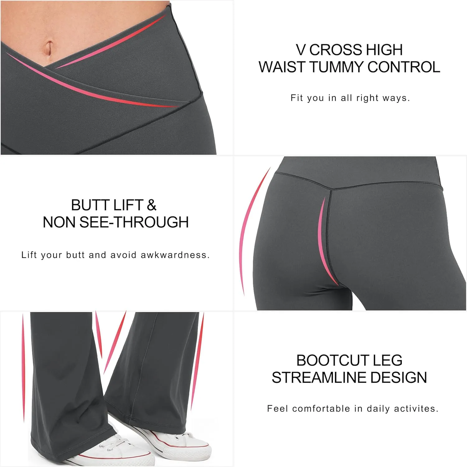 HEGALY Women's Flare Yoga Pants - Crossover Flare Leggings High Waisted Tummy Control Workout Casual Bootcut Pants