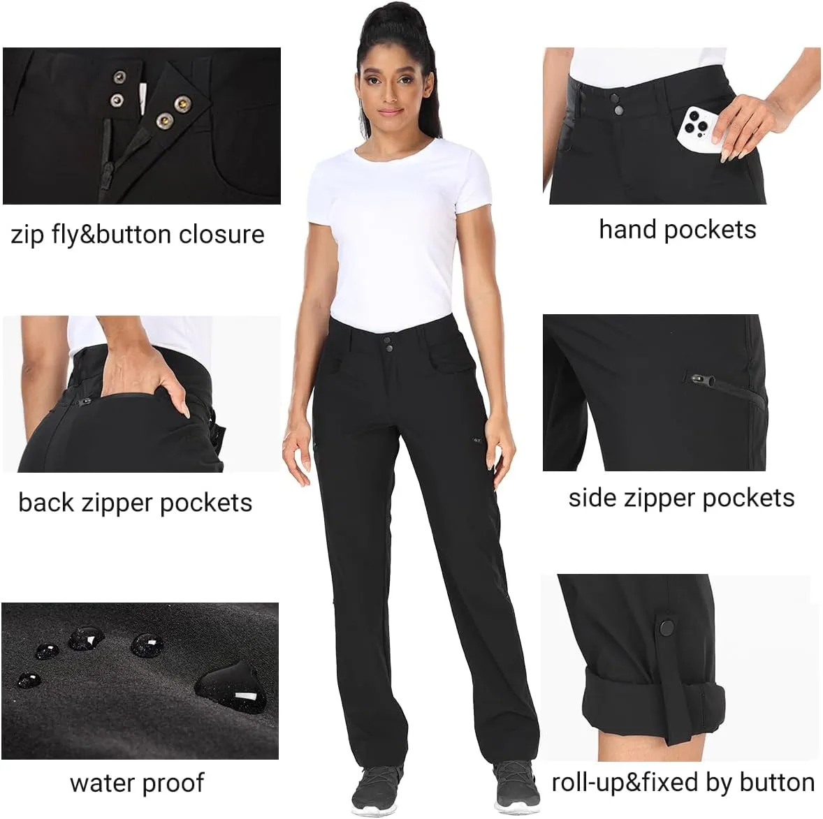 Holipick Women's Hiking Cargo Pants Lightweight Quick Dry Waterproof Outdoor Camping Travel Golf Pants with Pockets UPF 50 