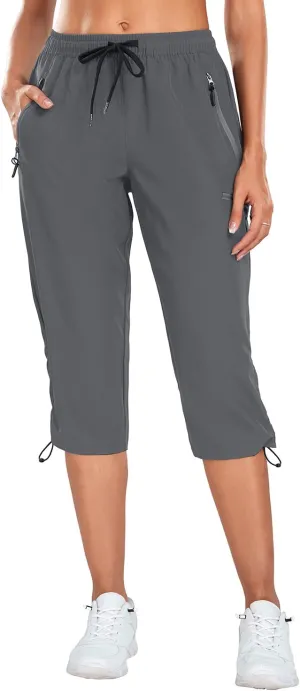 Holipick Women's Hiking Pants Lightweight Quick Dry Water Resistant Elastic Waist Outdoor Camping Travel Cargo Zipper Pockets
