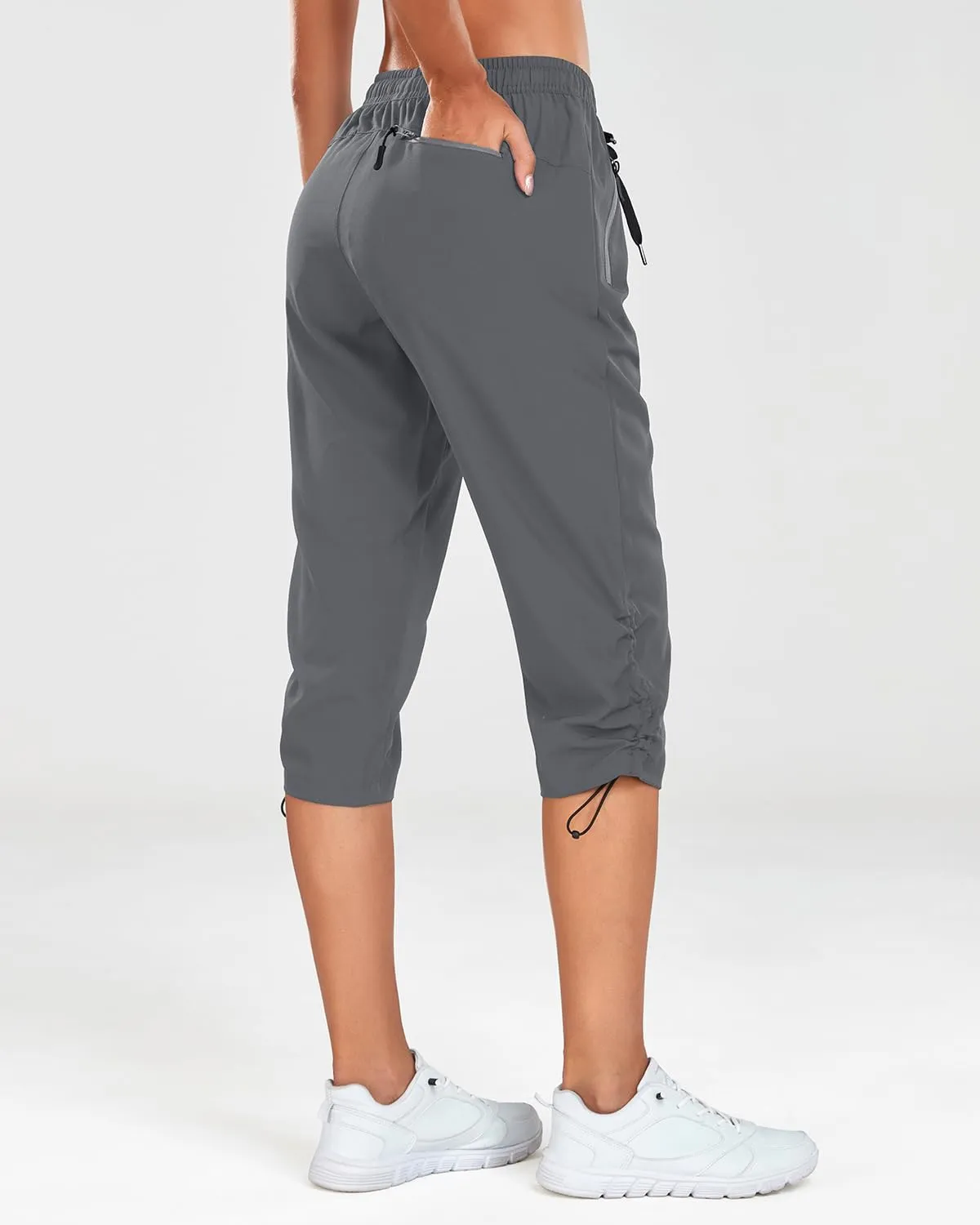 Holipick Women's Hiking Pants Lightweight Quick Dry Water Resistant Elastic Waist Outdoor Camping Travel Cargo Zipper Pockets