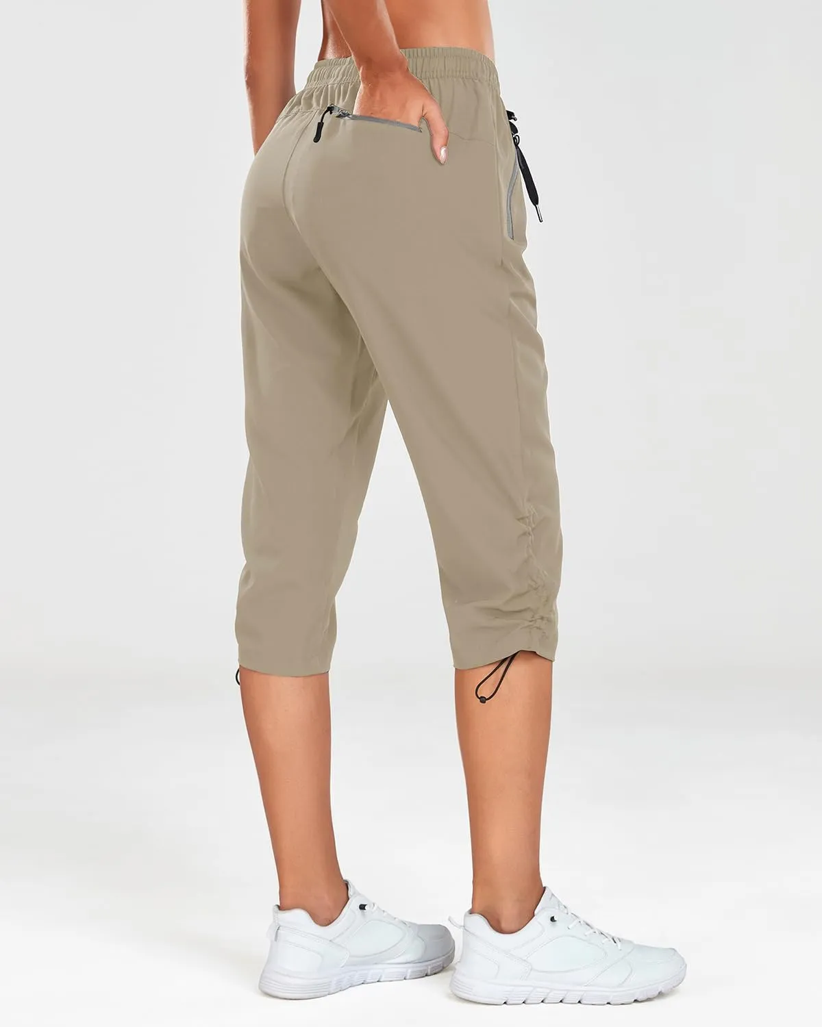 Holipick Women's Hiking Pants Lightweight Quick Dry Water Resistant Elastic Waist Outdoor Camping Travel Cargo Zipper Pockets