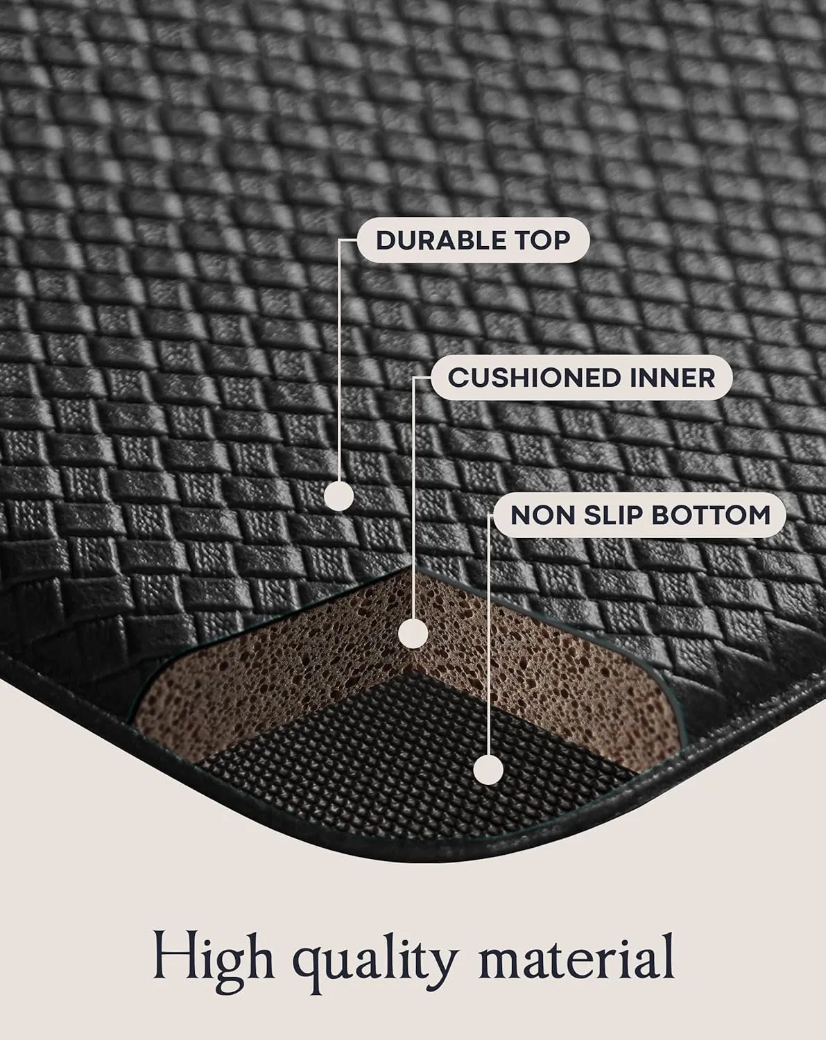 Homergy Anti Fatigue Kitchen Mats for Floor 2 PCS, Memory Foam Cushioned Rugs, Comfort Standing Desk Mats for Office, Home, Laundry Room, Waterproof & Ergonomic, 17.3×30.3 & 17.3×59, Black