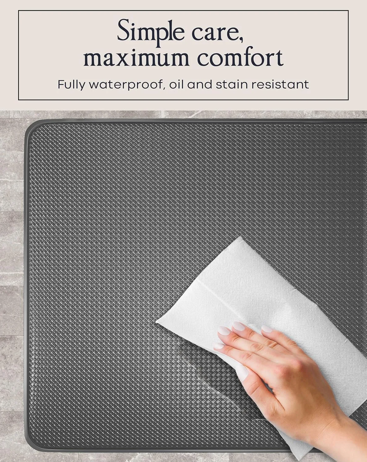 Homergy Anti Fatigue Kitchen Mats for Floor 2 PCS, Memory Foam Cushioned Rugs, Comfort Standing Desk Mats for Office, Home, Laundry Room, Waterproof & Ergonomic, 17.3×30.3 & 17.3×59, Grey