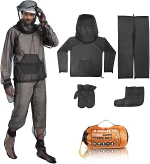 HOMEYA Bug Jacket S/M, Anti Mosquito Netting Suit with Zipper on Hood Ultra-fine Mesh Pants Mitt Socks with Free Carry Pouch for Protecting Hunting Fishing Men Women