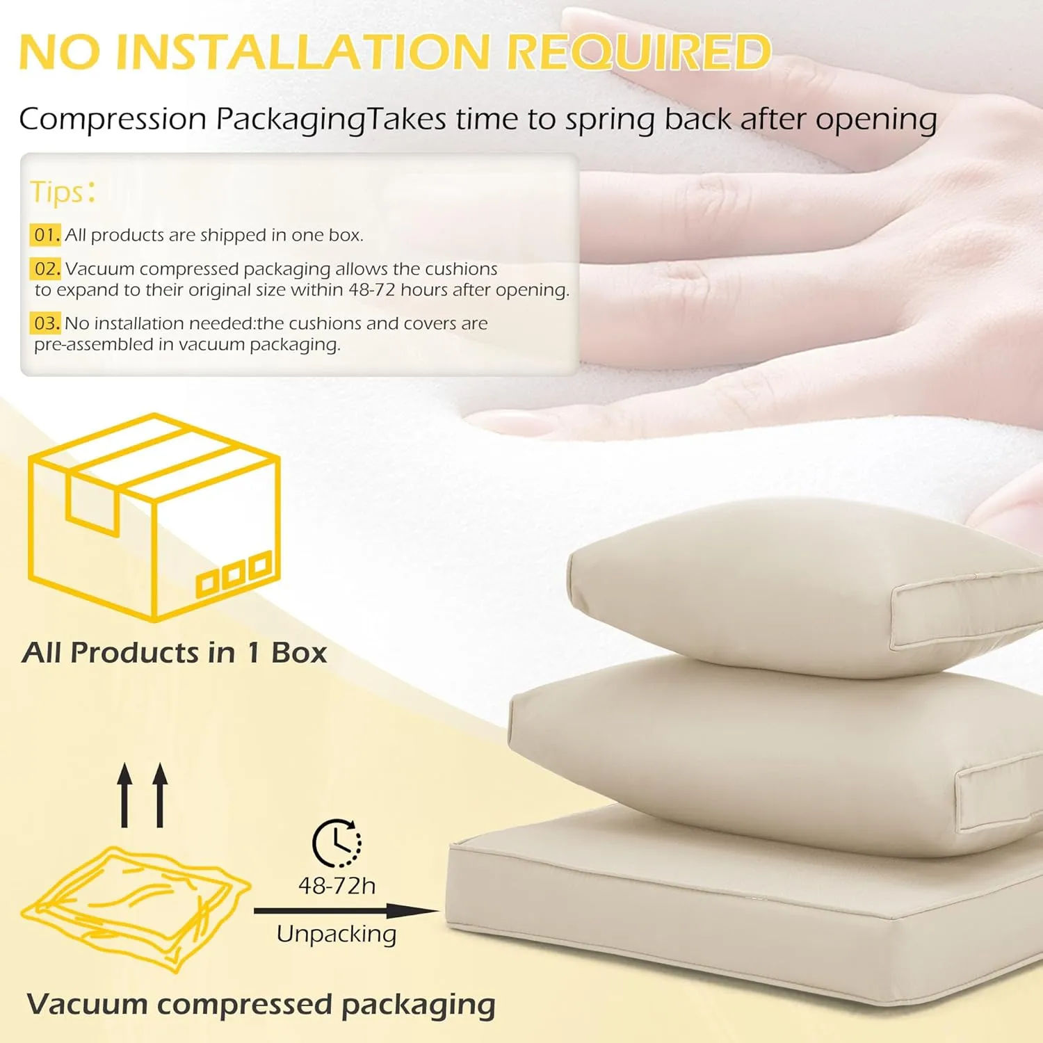 HOMREST Outdoor Replacement Cushions for Patio Furniture,Water-Repellent Sofa Cushion for 6-Seat Rattan Wicker Sectional Patio Conversation Sets,14-Piece Cushions Set for Outdoor Couch（Beige）