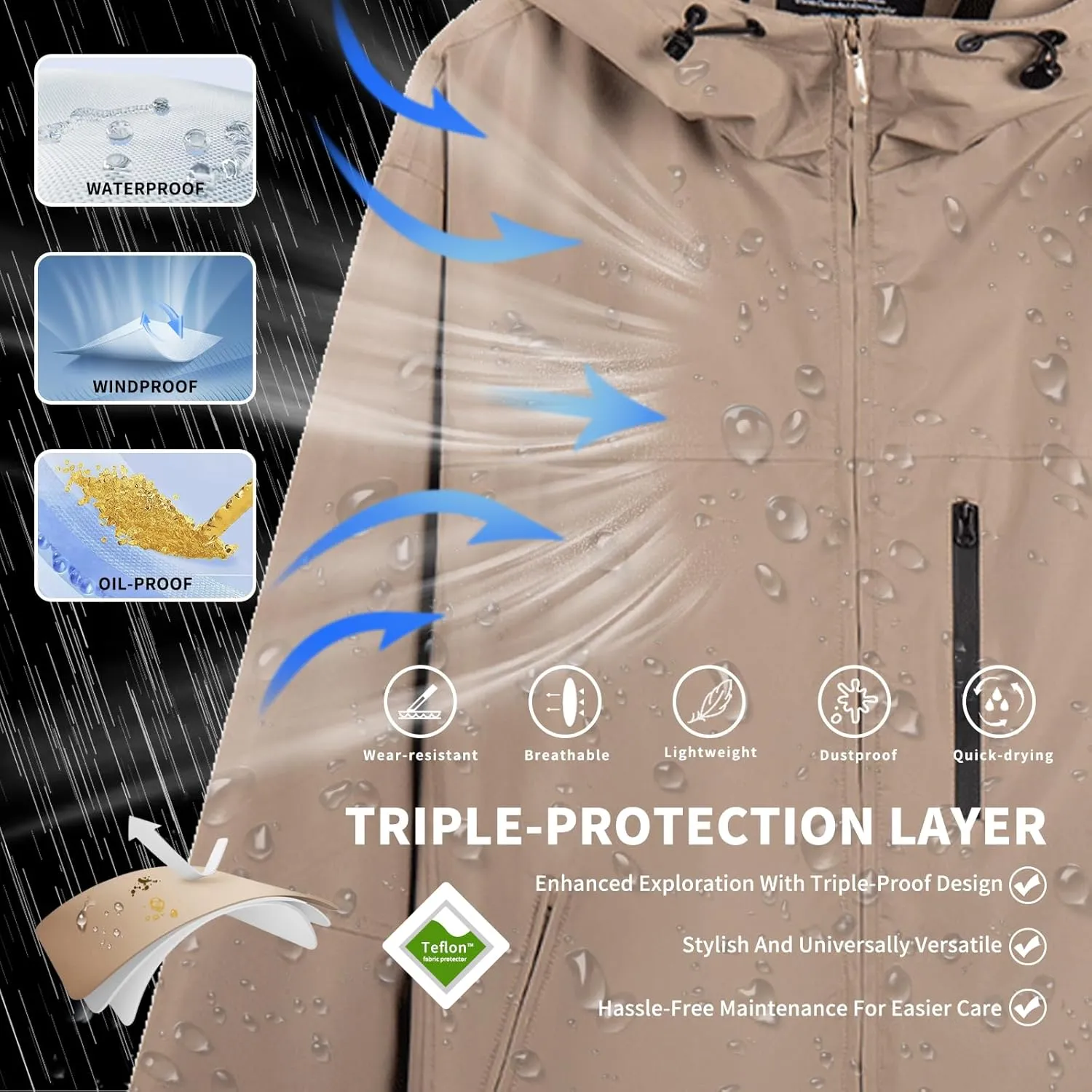 Hooded Assault Suit Men'S Outdoor Solid Color Jacket Windproof And Waterproof Mountaineering Workwear Jacket