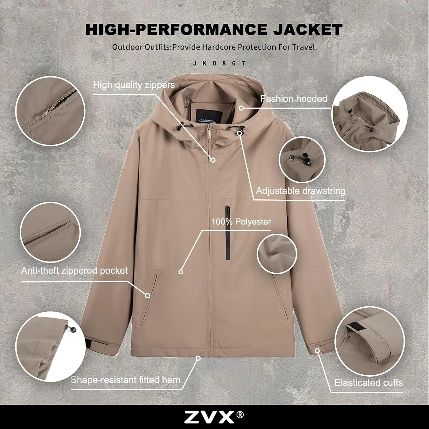 Hooded Assault Suit Men'S Outdoor Solid Color Jacket Windproof And Waterproof Mountaineering Workwear Jacket