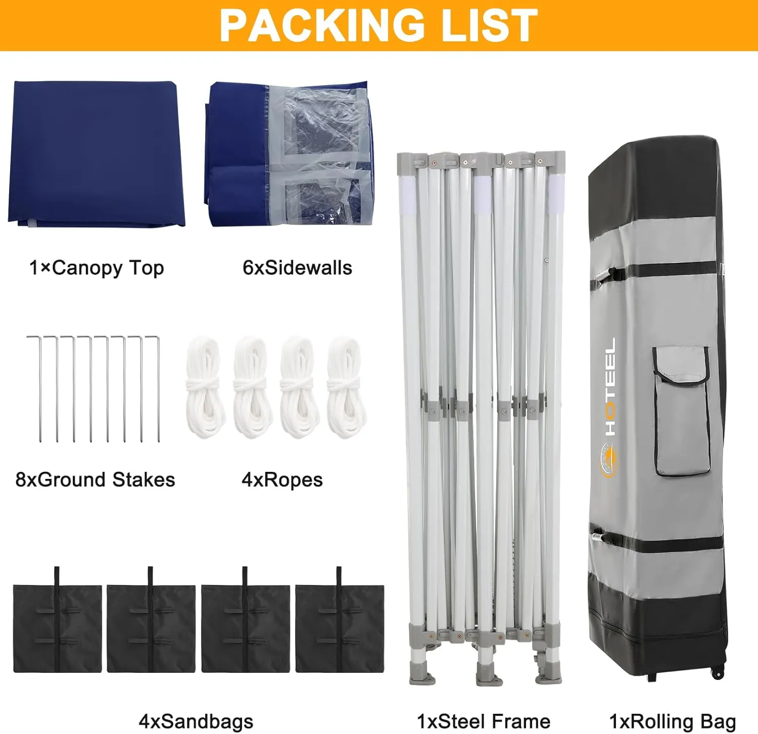 HOTEEL 10x20 Heavy Duty Pop Up Canopy Tent for Parties Event Wedding Commercial Instant Canopy with Roller Bag, Party Tent Waterproof UV 50 &Windproof, Upgraded Thick Hexagonal Legs, Deep Blue