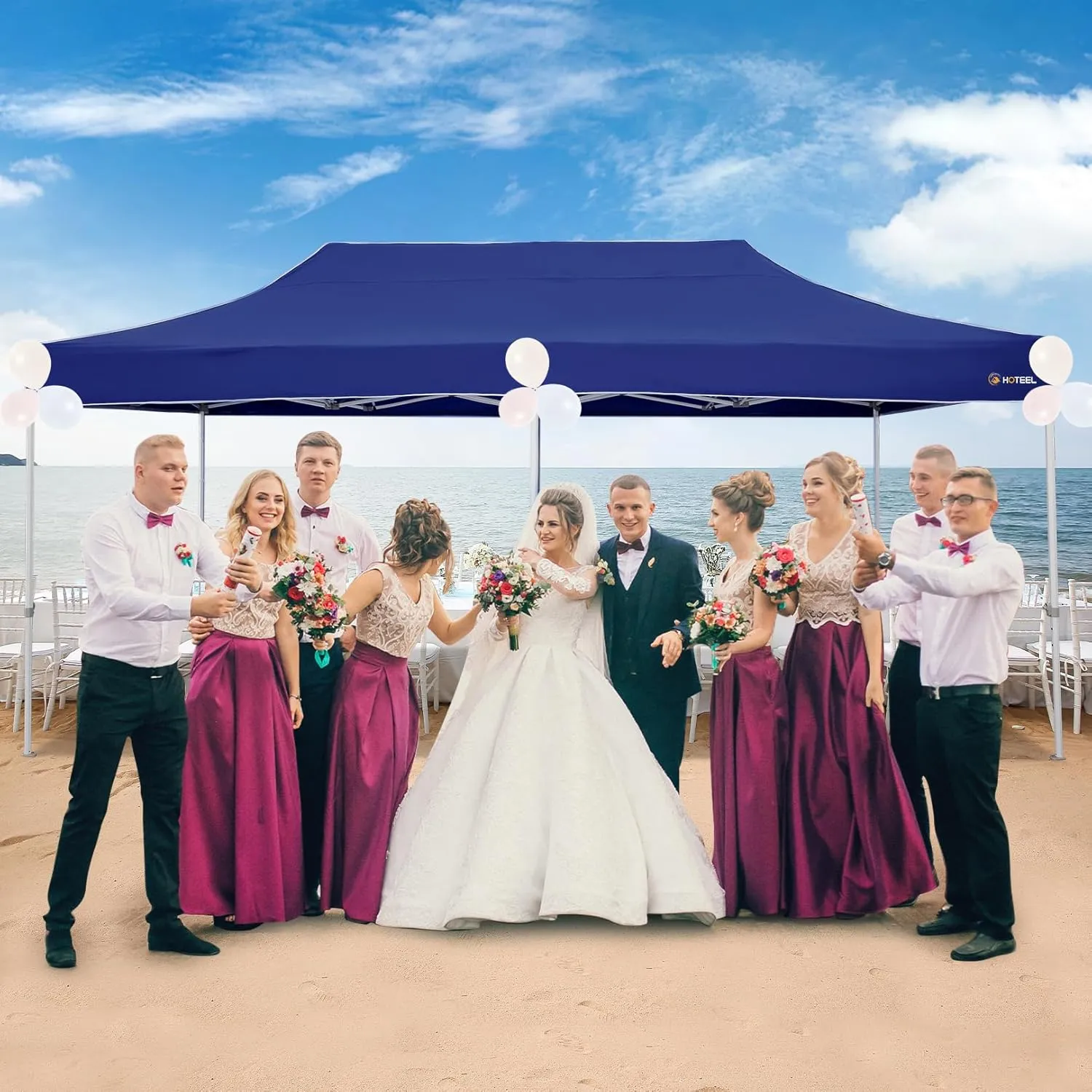 HOTEEL 10x20 Heavy Duty Pop Up Canopy Tent for Parties Event Wedding Commercial Instant Canopy with Roller Bag, Party Tent Waterproof UV 50 &Windproof, Upgraded Thick Hexagonal Legs, Deep Blue