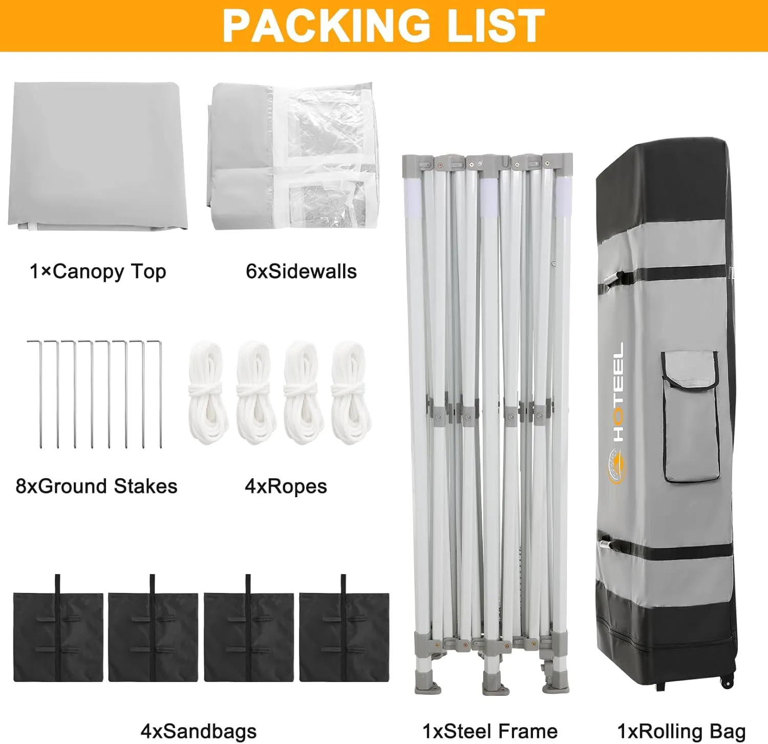 HOTEEL 10x20 Heavy Duty Pop Up Canopy Tent with Sidewalls, Commercial Outdoor Canopy Tents for Parties Event Wedding with Roller Bag, Waterproof & UV 50 , Upgraded Thickened Hexagonal Legs, White