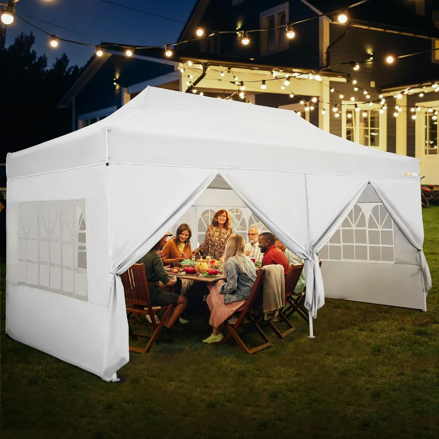 HOTEEL 10x20 Heavy Duty Pop Up Canopy Tent with Sidewalls, Commercial Outdoor Canopy Tents for Parties Event Wedding with Roller Bag, Waterproof & UV 50 , Upgraded Thickened Hexagonal Legs, White