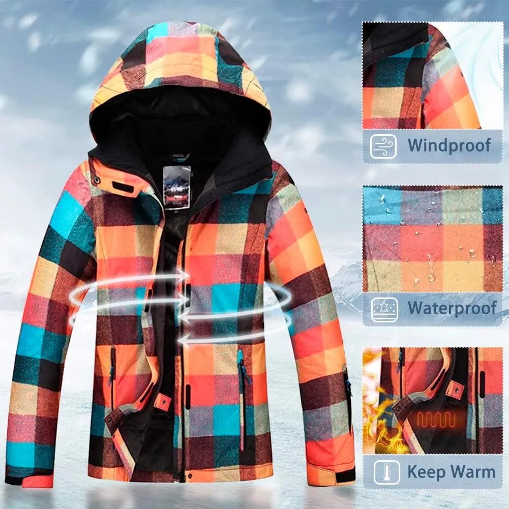 HOTIAN Ski jacket Snowboard Jacket Womens High Windproof Colorful Snow Jacket Pants Set