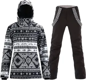 HOTIAN Ski jacket Snowboard Jacket Womens High Windproof Colorful Snow Jacket Pants Set