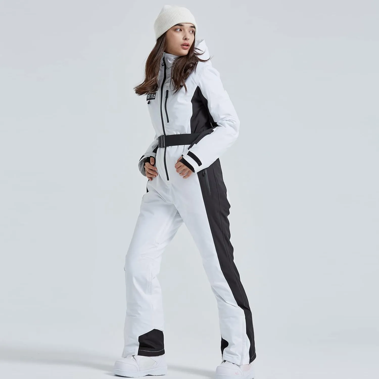 HOTIAN Women One Piece Ski Suits Slim Fit Overalls Jumpsuits Waterproof Winter Outdoor Snowboard Snow Suits