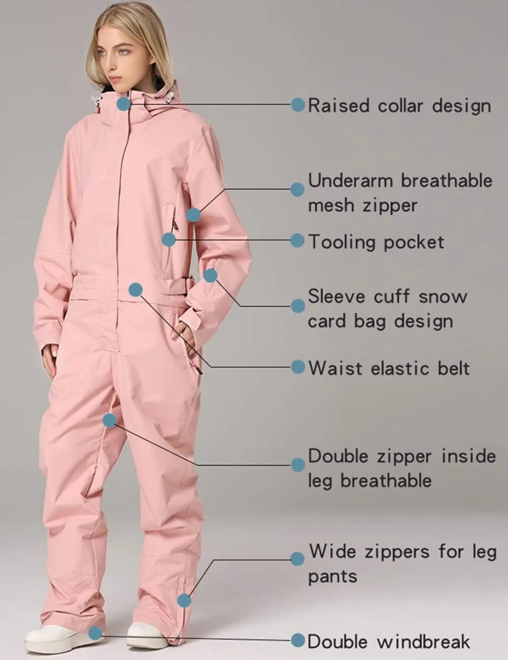 HOTIAN Women Ski Suits One Piece Jumpsuits Overalls Winter Outdoor Snow Suits Waterproof Snowboard Suit