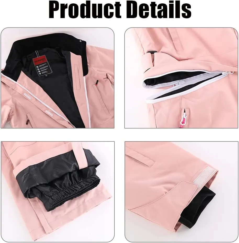 HOTIAN Women Ski Suits One Piece Jumpsuits Overalls Winter Outdoor Snow Suits Waterproof Snowboard Suit