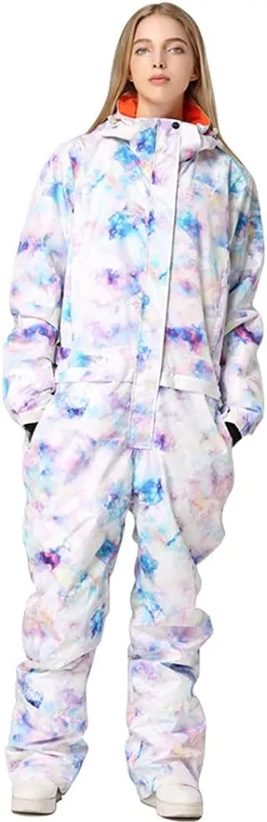 HOTIAN Women Ski Suits One Piece Jumpsuits Overalls Winter Outdoor Snow Suits Waterproof Snowboard Suit