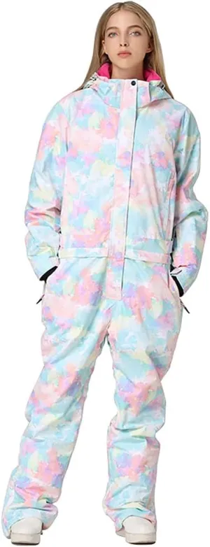 HOTIAN Women Ski Suits One Piece Jumpsuits Overalls Winter Outdoor Snow Suits Waterproof Snowboard Suit