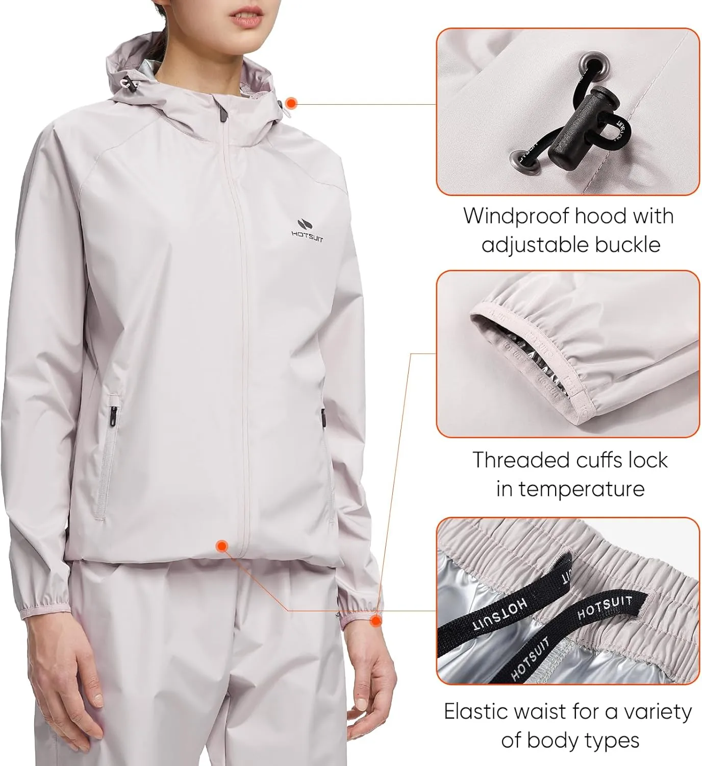 HOTSUIT Sauna Suit for Women Weight Loss Machine Washable Sweat Sauna Jacket Pants Anti Rip Sweat Suit for Gym Workout