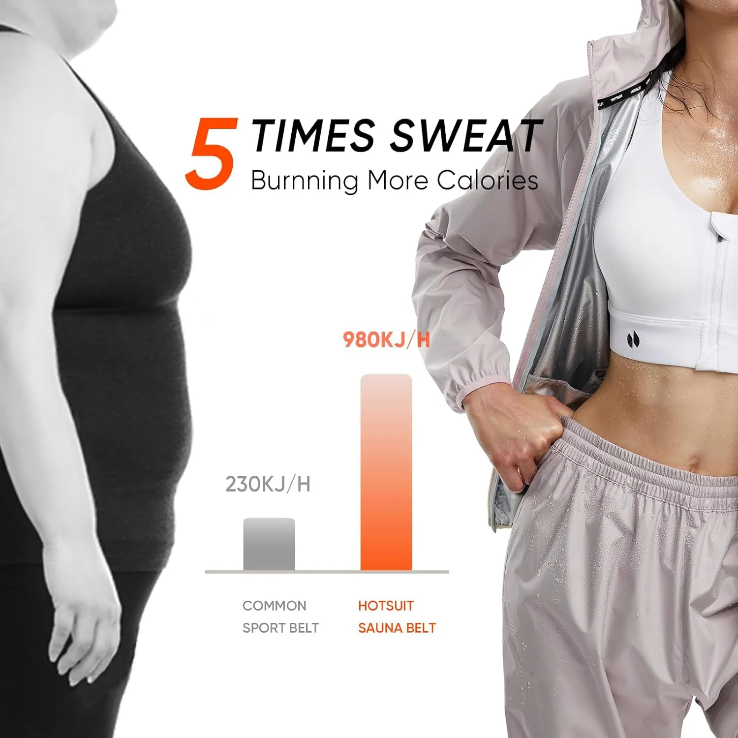 HOTSUIT Sauna Suit for Women Weight Loss Machine Washable Sweat Sauna Jacket Pants Anti Rip Sweat Suit for Gym Workout