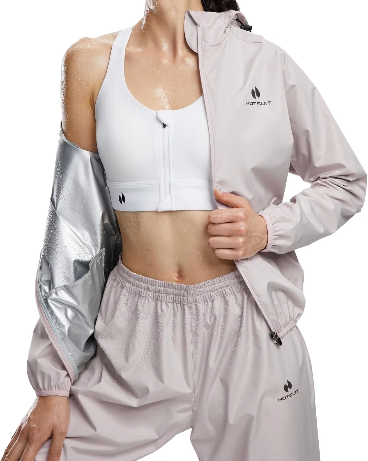 HOTSUIT Sauna Suit for Women Weight Loss Machine Washable Sweat Sauna Jacket Pants Anti Rip Sweat Suit for Gym Workout