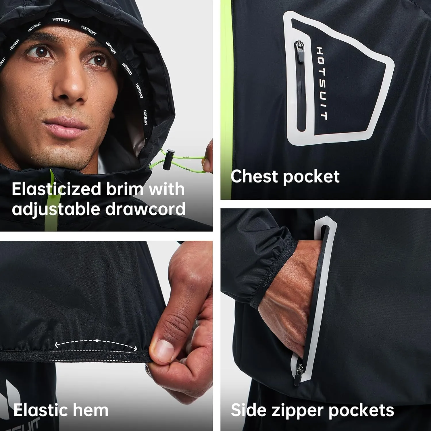 HOTSUIT Sauna Suit Men Non Rip Boxing Sweat Suits Exercise Workout Jacket