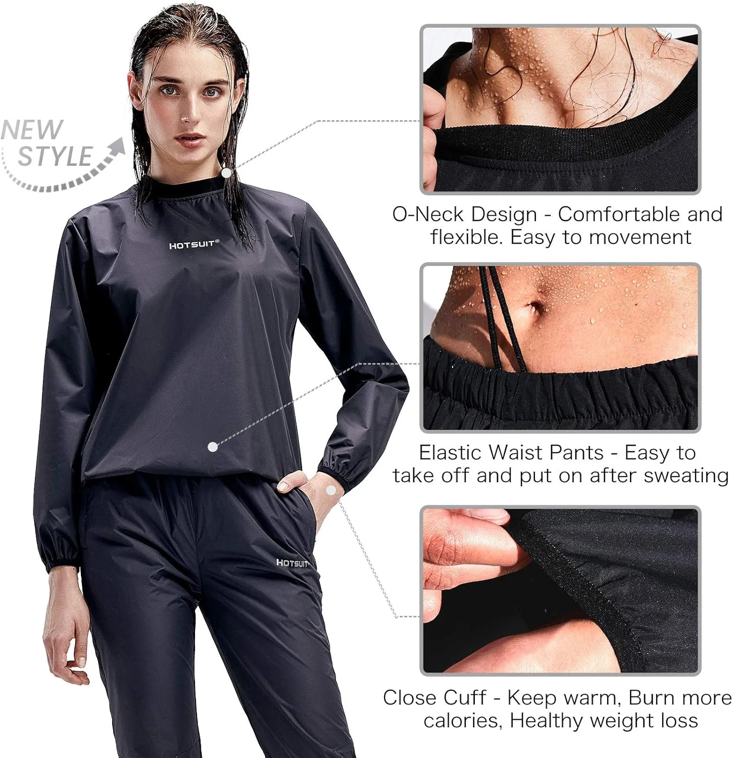 HOTSUIT Sauna Suit Women Durable Gym Workout Sauna Jacket Pants Sweat Suits
