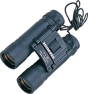 HUMVEE HMV-B-10X25B Rubber Armor Compact Binocular with Anti-Reflective Ruby Red Lens, 10x25, Black