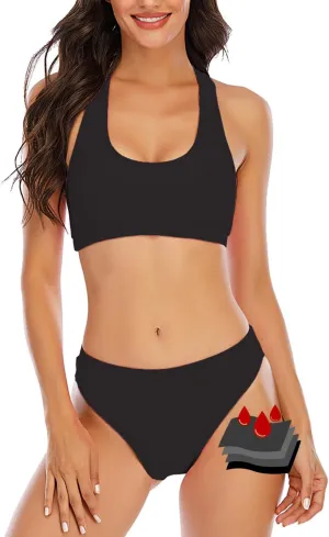 HYTENSUN Women's Period Bikini Swimwear Menstrual Leakproof Racerback Athletic Two Piece Bathing Suit Swimsuit for Teen Girls