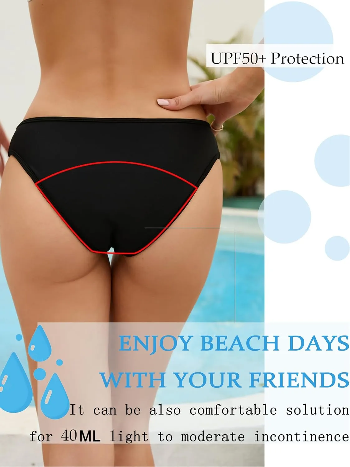 HYTENSUN Women's Period Bikini Swimwear Menstrual Leakproof Racerback Athletic Two Piece Bathing Suit Swimsuit for Teen Girls