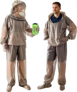 IC ICLOVER 4-Piece Mosquito Jacket, Bug Jacket with Hood, Mosquito Net Suits for Gardening Fishing Outdoor Bugs Protection