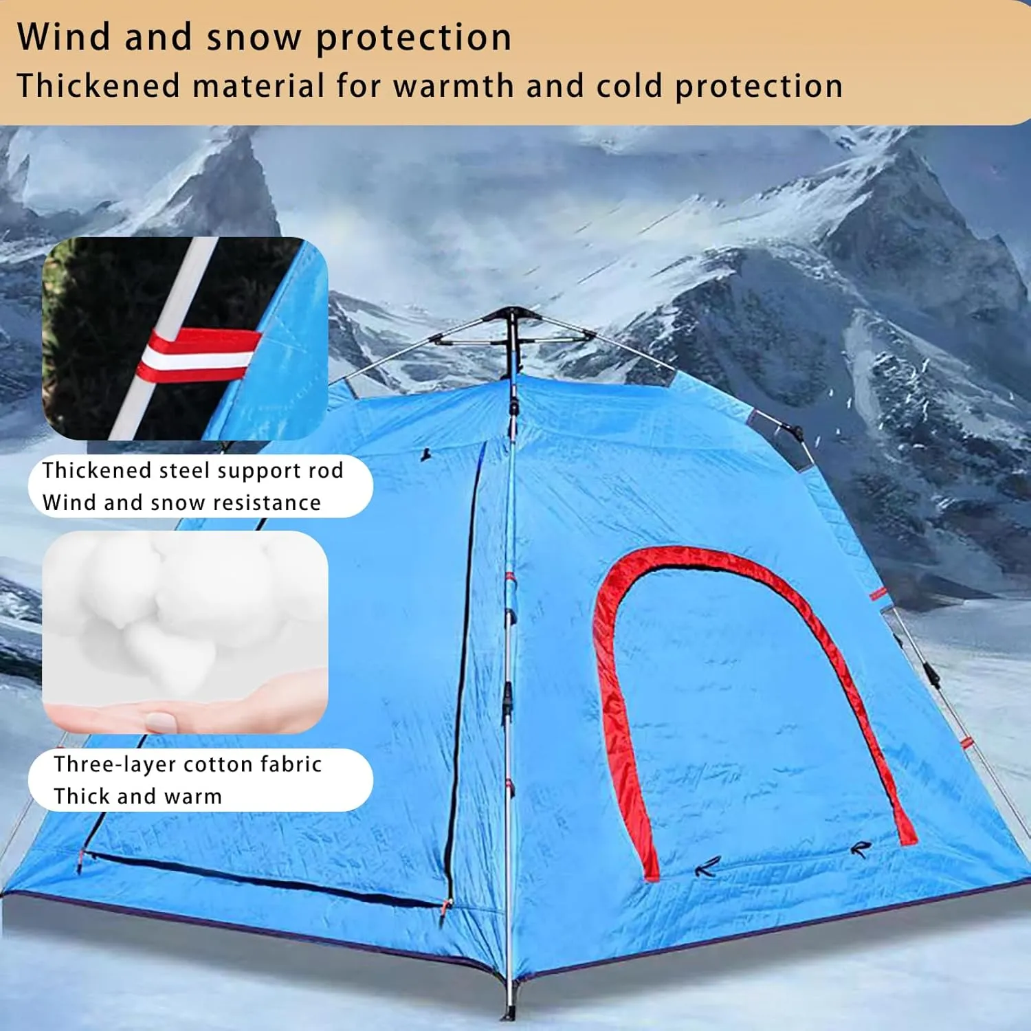 Ice Fishing Tent Pop Up 3-5 Person Ice Fishing Shelter with Carrying Bag, Ice Anchors and Windows, Portable Ice Shanty for Winter Fishing