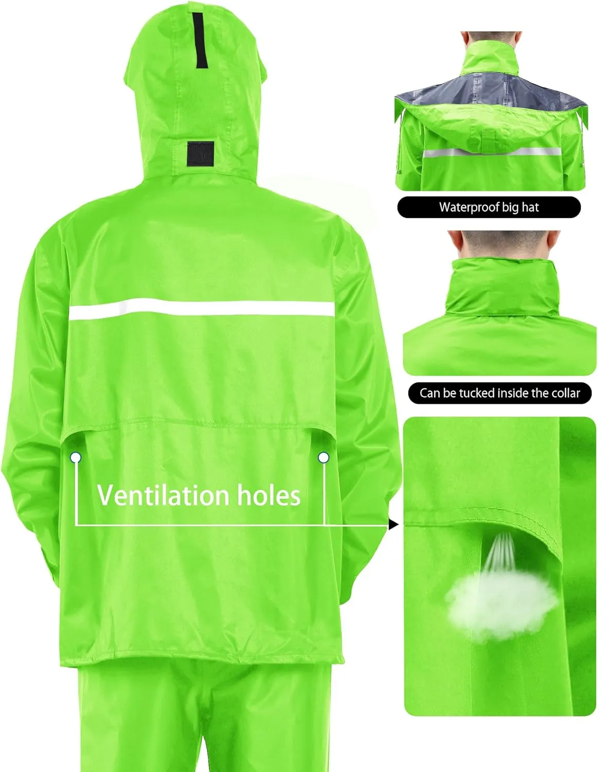 iCreek Rain Suit Waterproof Jacket and Trouser Suit Raincoat for Men and Women Outdoor All-Sport Breathable Anti-storm