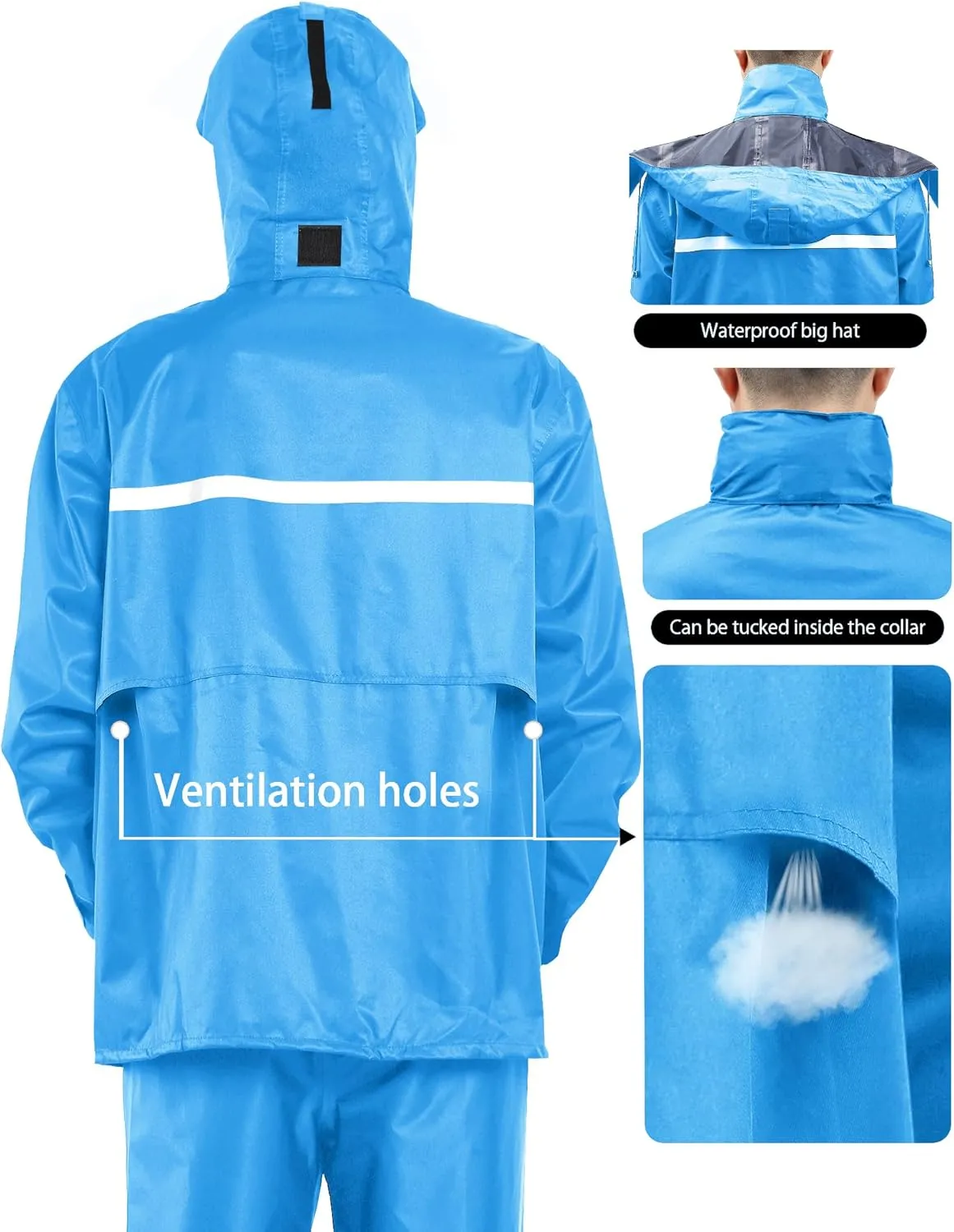 iCreek Rain Suit Waterproof Jacket and Trouser Suit Raincoat for Men and Women Outdoor All-Sport Breathable Anti-storm