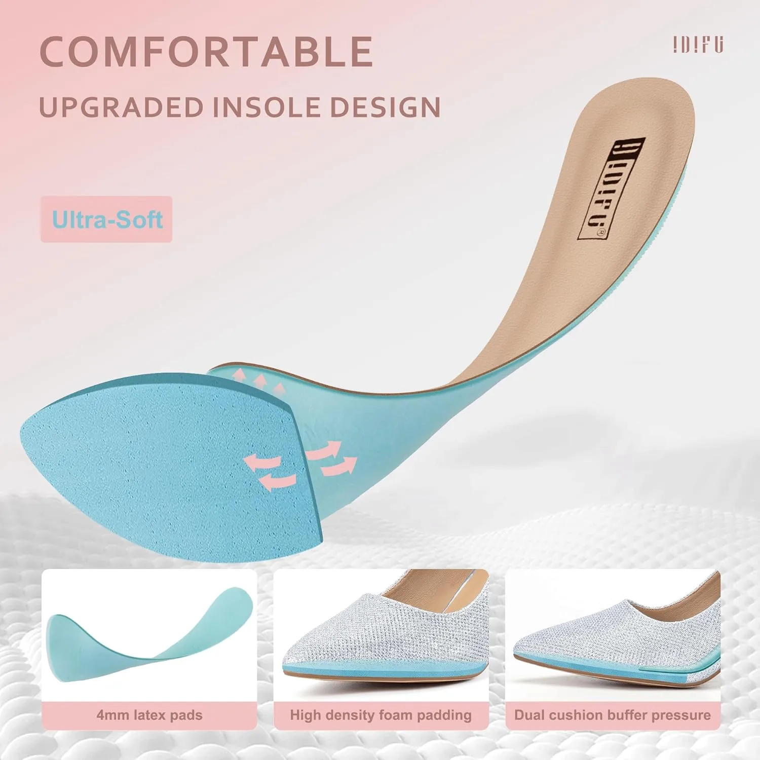 IDIFU Women's IN3 Classic Pumps Closed Toe Heels High Chunky Block Work Office Heels Comfortable Wedding Bridal Party Pointed Toe Dress Shoes for Women