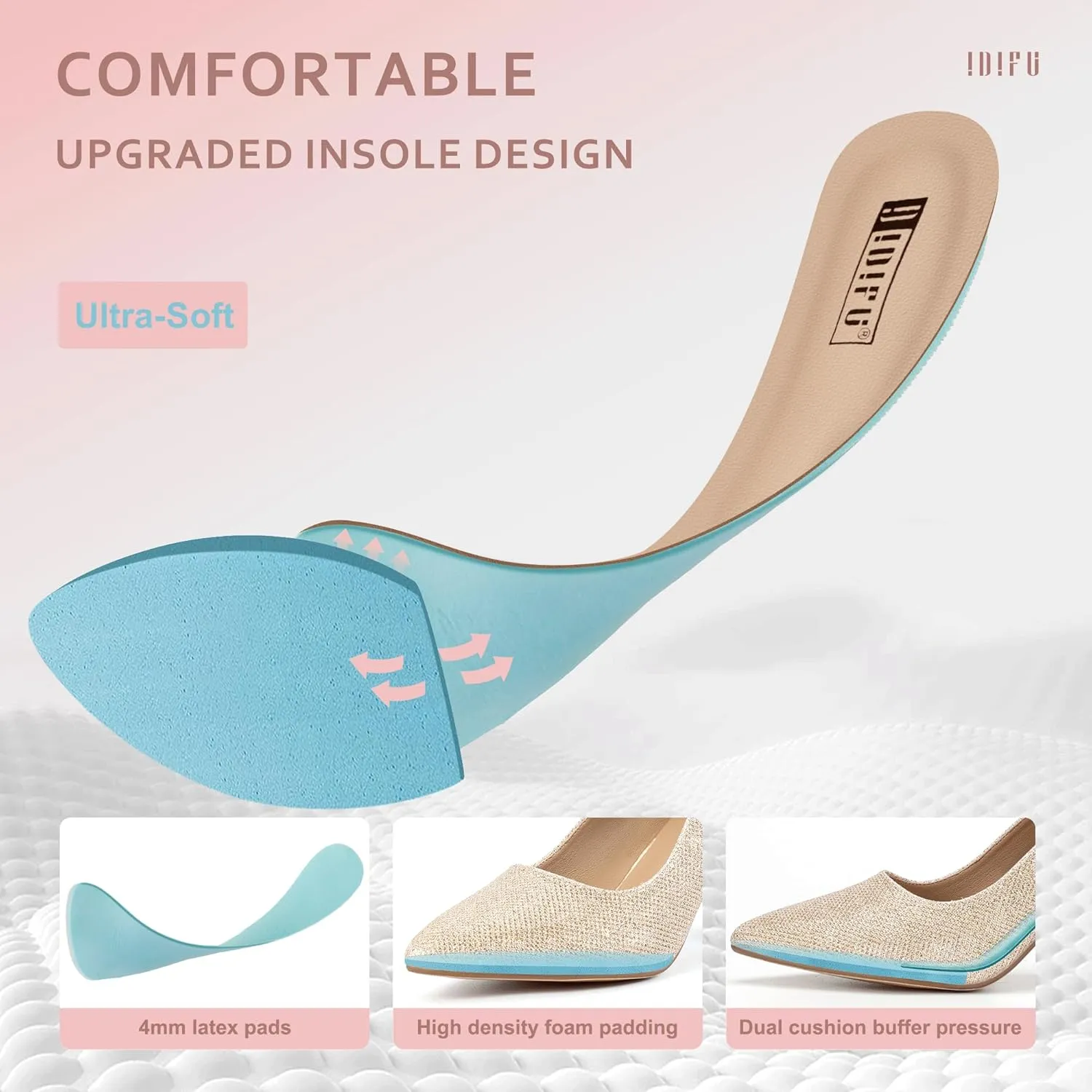IDIFU Women's IN3 Classic Pumps Closed Toe Heels High Chunky Block Work Office Heels Comfortable Wedding Bridal Party Pointed Toe Dress Shoes for Women