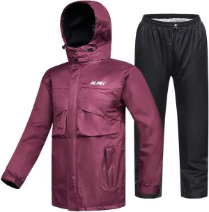 ILM Motorcycle Rain Suit for Women Waterproof Resistant Raincoat 6 Pockets 2 Pieces Packable Rainwear Jacket and Pants Model RS02