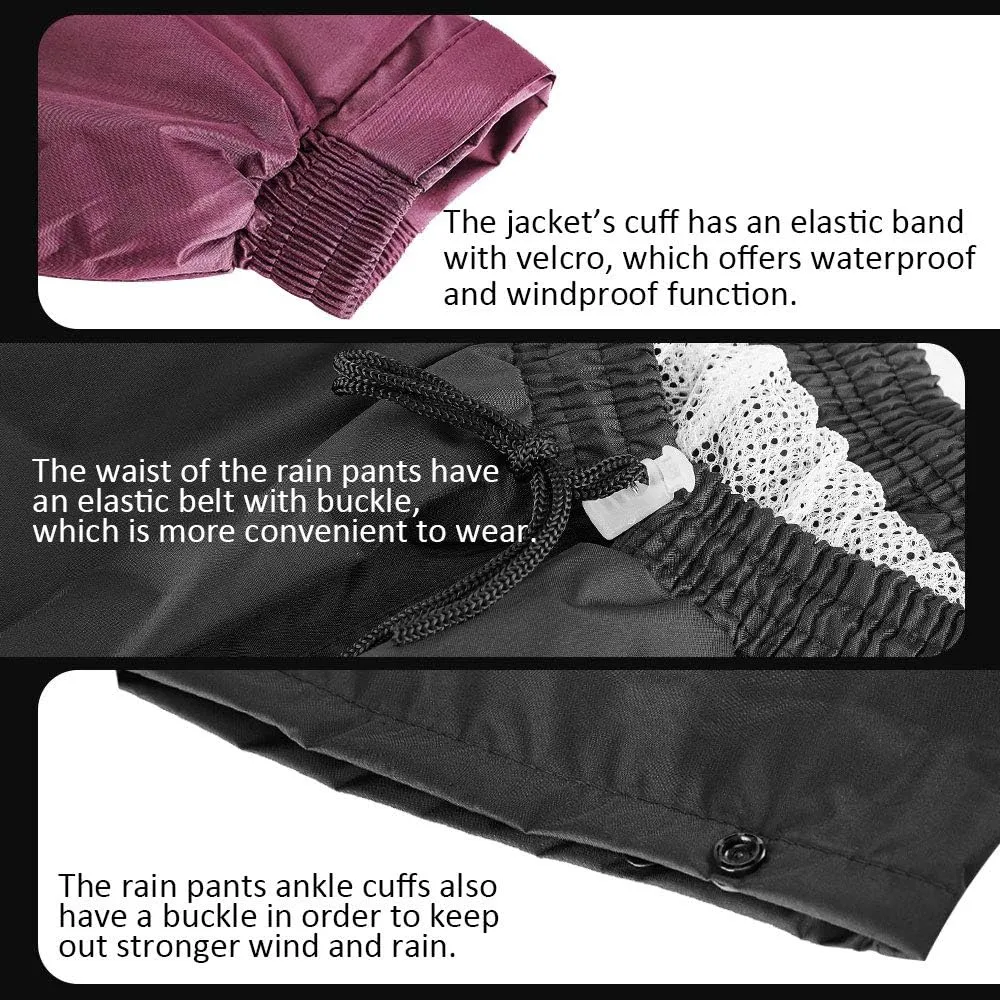 ILM Motorcycle Rain Suit for Women Waterproof Resistant Raincoat 6 Pockets 2 Pieces Packable Rainwear Jacket and Pants Model RS02
