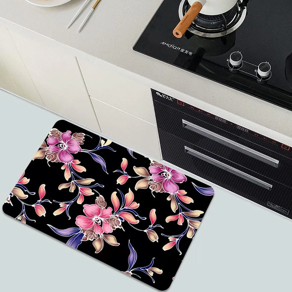 IMAYONDIA Diatomaceous Earth Bath Mat,Artistic Flower (2) Soft Wrinkle Free Bathroom Floor Rugs Non-Slip Volume Super Absorbent Fast Drying for Bathroom Kitchen Door mat（43cmx70cm）