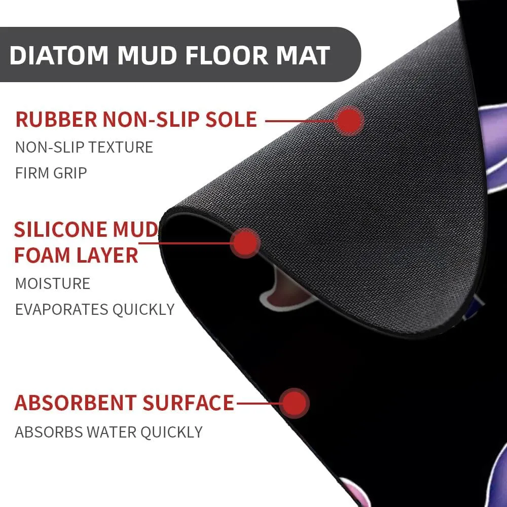 IMAYONDIA Diatomaceous Earth Bath Mat,Artistic Flower (2) Soft Wrinkle Free Bathroom Floor Rugs Non-Slip Volume Super Absorbent Fast Drying for Bathroom Kitchen Door mat（43cmx70cm）