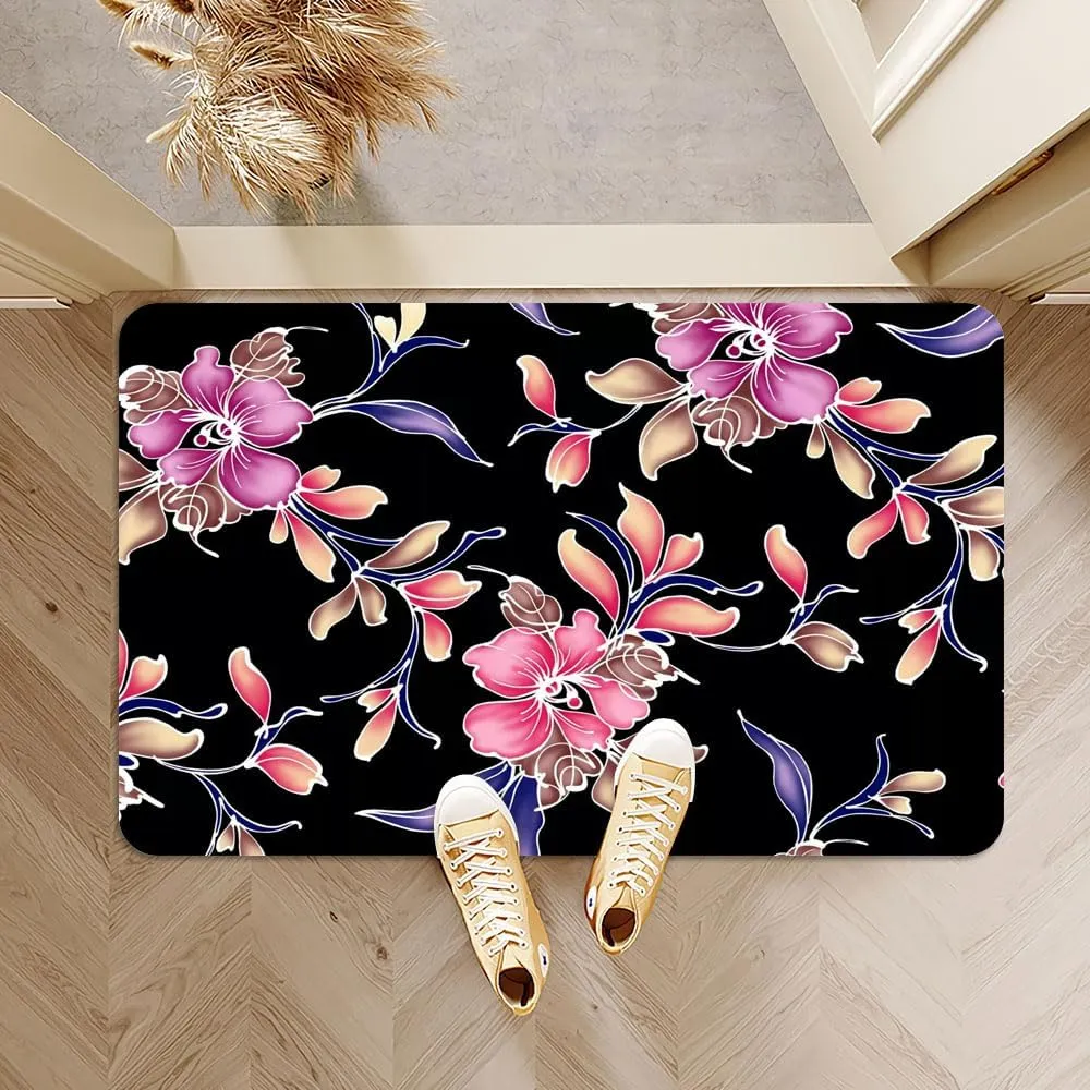 IMAYONDIA Diatomaceous Earth Bath Mat,Artistic Flower (2) Soft Wrinkle Free Bathroom Floor Rugs Non-Slip Volume Super Absorbent Fast Drying for Bathroom Kitchen Door mat（43cmx70cm）