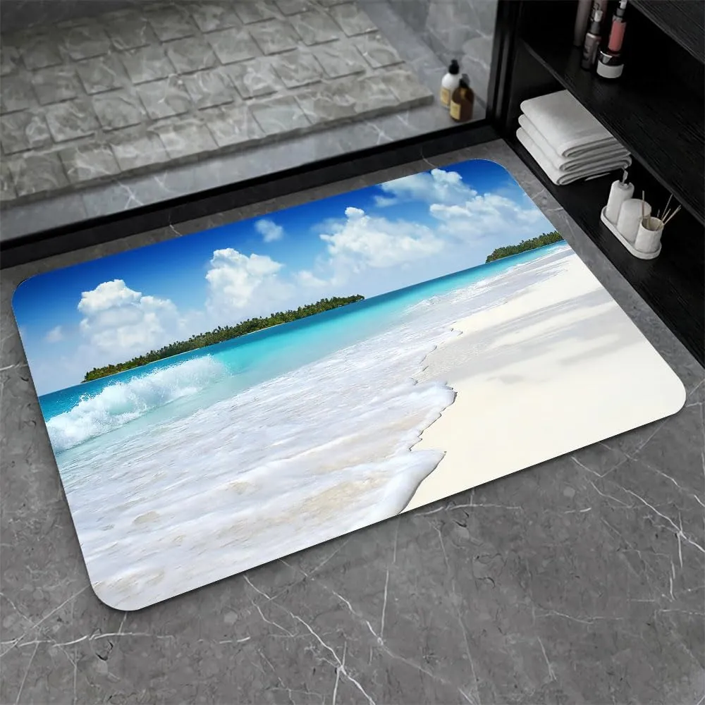 IMAYONDIA Diatomaceous Earth Bath Mat,Beach Soft Wrinkle Free Bathroom Floor Rugs Non-Slip Volume Super Absorbent Fast Drying for Bathroom Kitchen Door mat,Eco-Friendly Easy to Clean（43cmx70cm）