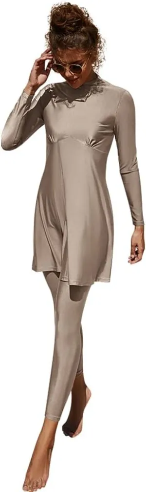 IMEKIS Women Muslim Swimsuits Modest Burkini Swimwear Islamic Long Sleeve Full Cover Swim Top Leggings Pants ​Bathing Suits