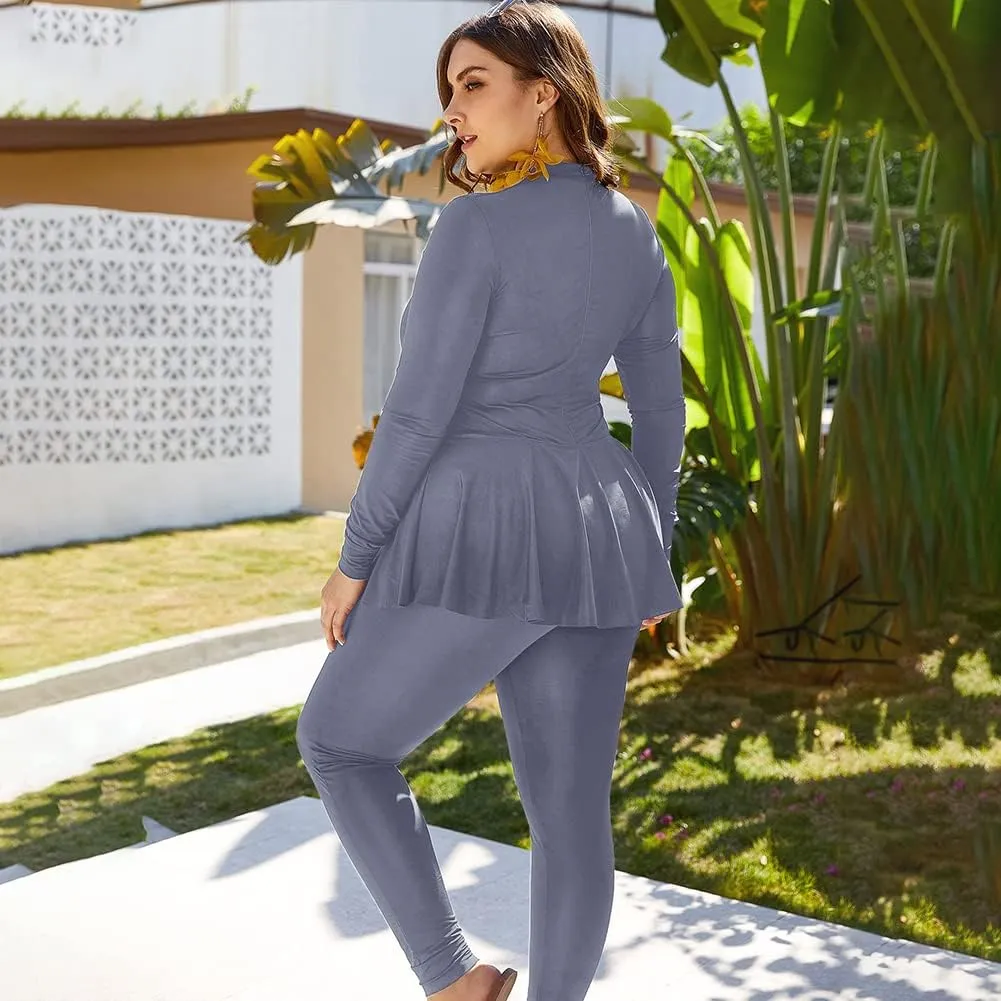 IMEKIS Women's Plus Size Muslim Swimsuits One Piece Modest Burkini Islamic Long Sleeve Full Cover Rash Guard ​Bathing Suits