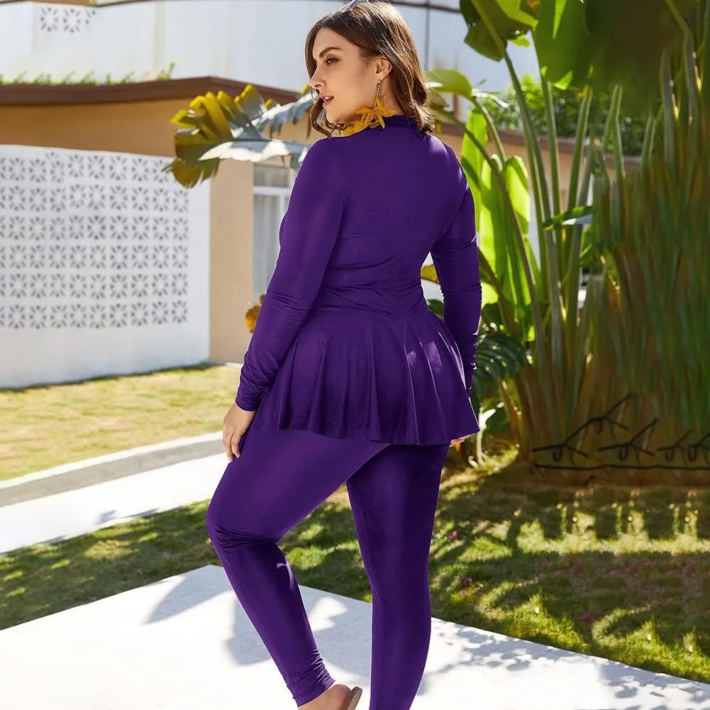 IMEKIS Women's Plus Size Muslim Swimsuits One Piece Modest Burkini Islamic Long Sleeve Full Cover Rash Guard ​Bathing Suits