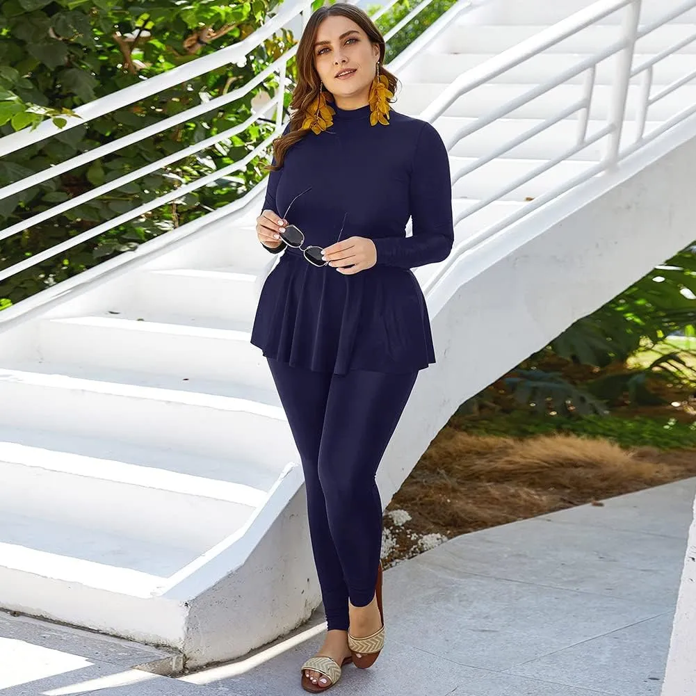 IMEKIS Women's Plus Size Muslim Swimsuits One Piece Modest Burkini Islamic Long Sleeve Full Cover Rash Guard ​Bathing Suits