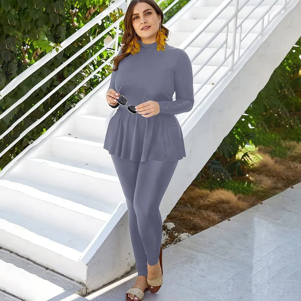 IMEKIS Women's Plus Size Muslim Swimsuits One Piece Modest Burkini Islamic Long Sleeve Full Cover Rash Guard ​Bathing Suits