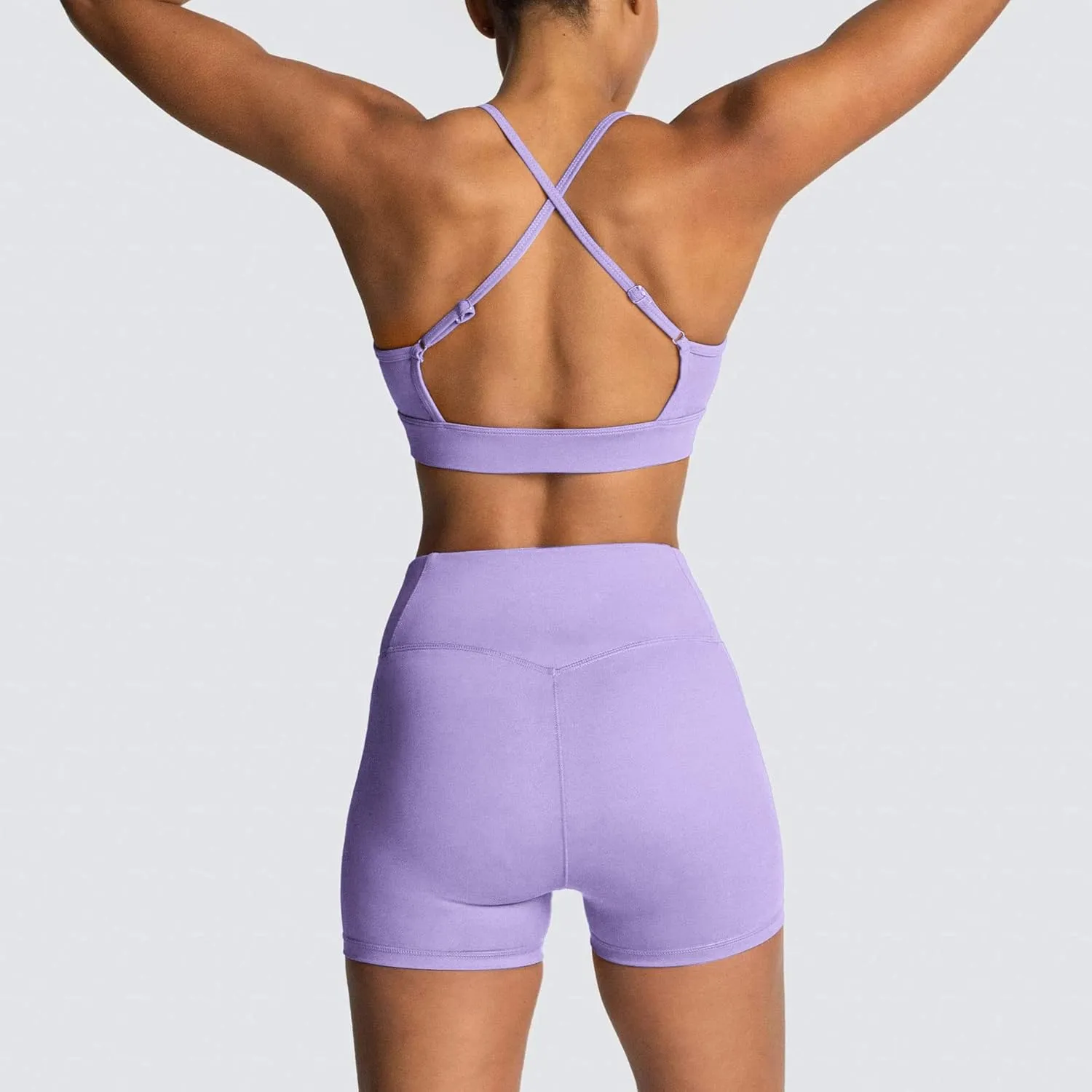 IMEKIS Women's Workout Sets 2 Piece Yoga Outfit High Waisted Biker Shorts Leggings Sports Bra Gym Fitness Clothes Tracksuit